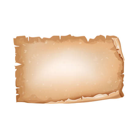 Parchment cartoon scroll. Empty old paper scroll blank papurus. Fairy manuscript and vintage letter. Vector textured antique elementのイラスト素材