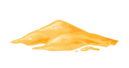 Sand pile, heap, sandy dune isolated on white background. Decorative design element of manufacturing material. Cartoon vector illustrationのイラスト素材
