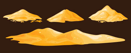 Pile of sand in cartoon, sandy dune in desert or at beach. Heap of building material. Vector illustrationのイラスト素材