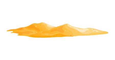 Pile of sand in cartoon, sandy dune in desert or at beach. Heap of building material. Vector illustrationのイラスト素材