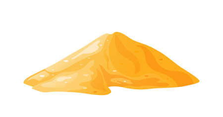 Sand pile, heap, sandy dune isolated on white background. Decorative design element of manufacturing material. Cartoon vector illustrationのイラスト素材