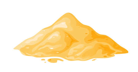 Pile of sand in cartoon, sandy dune in desert or at beach. Heap of building material. Vector illustrationのイラスト素材