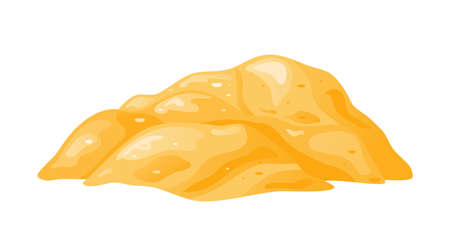 Pile of sand in cartoon, sandy dune in desert or at beach. Heap of building material. Vector illustrationのイラスト素材