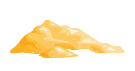 Sand pile, heap, sandy dune isolated on white background. Decorative design element of manufacturing material. Cartoon vector illustrationのイラスト素材