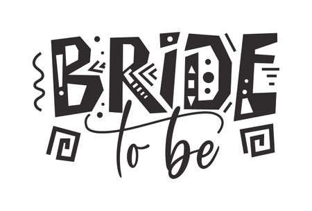 Bride team tribe typography wedding card. Lettering party quote in hand drawn style. Marriage invitation poster. Vector illustrationのイラスト素材