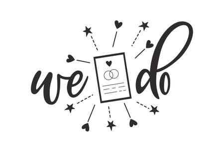 Bride tribe hand drawn lettering quote. Wedding inspiration calligraphy crd isolated on white background. Typography romantic bohemian poster. Vector invitation illustrationのイラスト素材