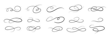 Underline swishes tail collection. Swoosh element for sport,  design. Vector hand drawn illustrationのイラスト素材