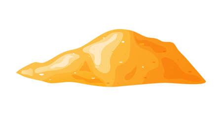 Sand pile, heap, sandy dune isolated on white background. Decorative design element of manufacturing material. Cartoon vector illustrationのイラスト素材