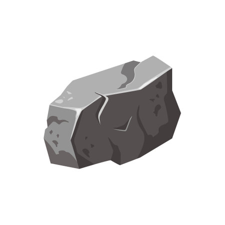 Stone solid natural building material . Landscape element. Coal black mineral rock. Gravel pebbles, gray heap isolated vector illustrationのイラスト素材