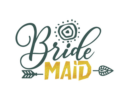 Bride team tribe typography wedding card. Lettering party quote in hand drawn style. Marriage invitation poster. Vector illustrationのイラスト素材