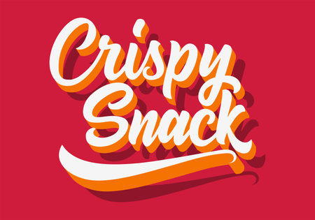 Crunchy crispy text, lettering quote hand drawn creative concept for your business. Chips modern style, product. Vector illustrationのイラスト素材
