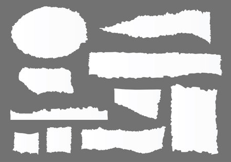 Ripped and cutout paper, jagged trip sticker piece. Black shape with zigzag edge. Isolated objects vector on white backgroundのイラスト素材