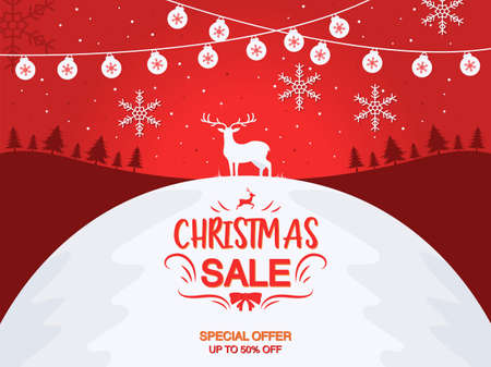 Merry christmas background illustration in flat designのイラスト素材