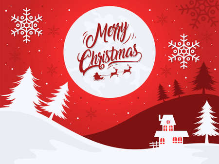 Merry christmas background illustration in flat designのイラスト素材
