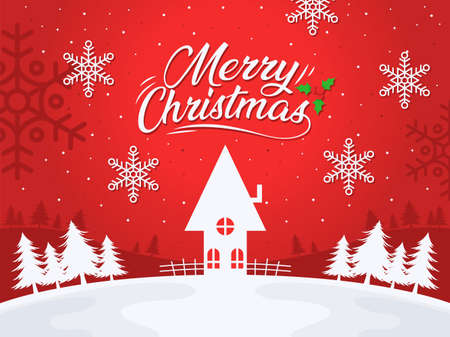 Merry christmas background illustration in flat designのイラスト素材