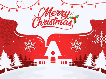 Merry christmas background illustration in flat designのイラスト素材