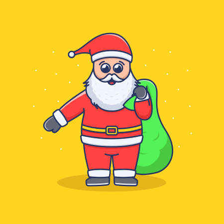 Cute santa with gift box illustrationのイラスト素材