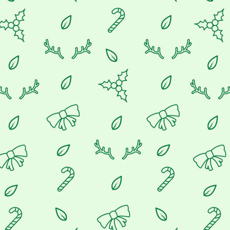Hand drawn outline cartoon christmas patternのイラスト素材