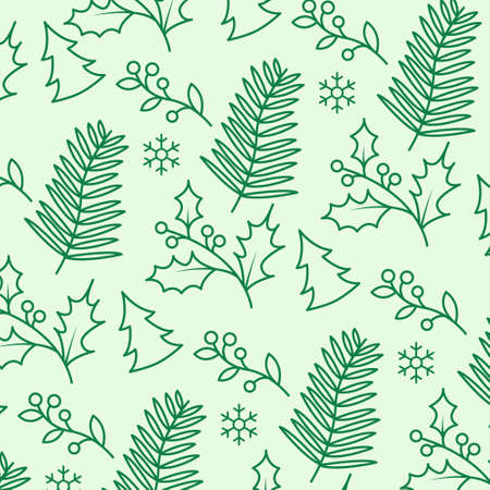 Hand drawn outline cartoon christmas patternのイラスト素材