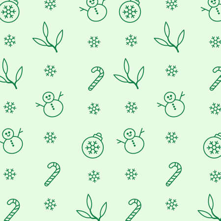 Hand drawn outline cartoon christmas patternのイラスト素材
