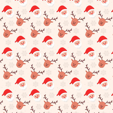 Hand drawn outline cartoon christmas patternのイラスト素材