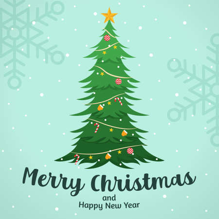 Christmas tree background illustration in flat designのイラスト素材