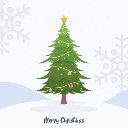 Christmas tree background illustration in flat designのイラスト素材