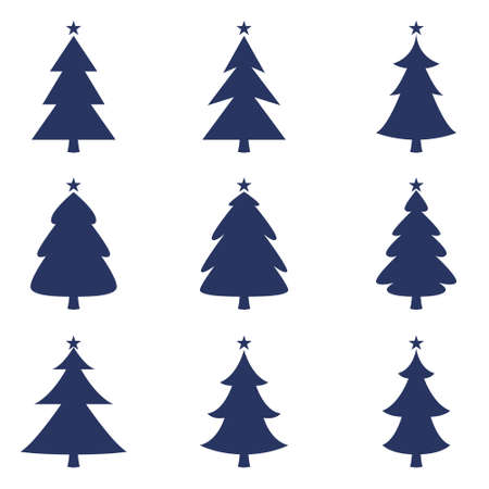 Set of christmas tree illustration in flat designのイラスト素材