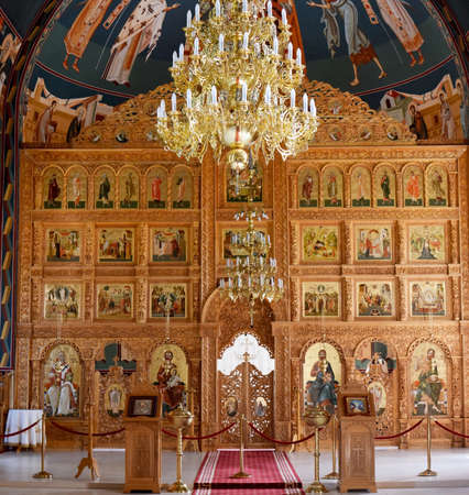religious altar view inside Sag Monastery Timisoaraのeditorial素材