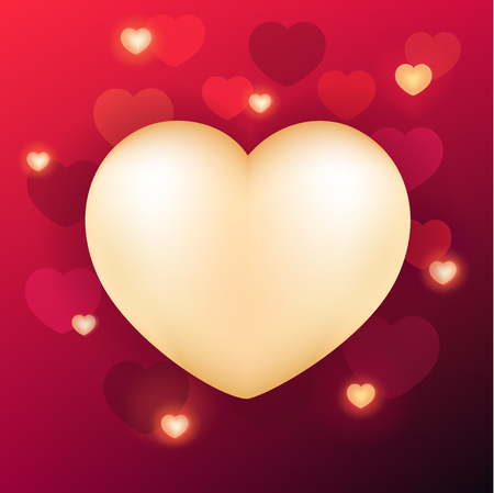 Valentines day background with realistic heartのイラスト素材