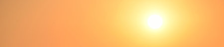 Clear sky at sunrise. Morning sun. Golden sunlight. Abstract pattern, background, wallpaper. Graphic resources, design, copy space. Symbol of hope, heaven, peaceの写真素材