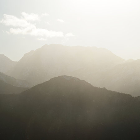 A view of french Alps mountain peaks on a clear day with blue sky. Ecrins massifの写真素材