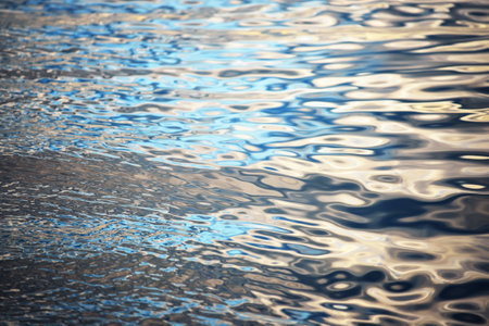 Sea water surface, close-up. Still water. Abstract natural pattern, texture, background, wallpaper. Concept image, macro photography, graphic resources. Blue color. Gulf of Finland, Hanko Peninsulaの写真素材