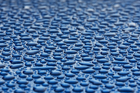 Dark blue background, crystal clear drops (raindrops). Abstract pattern, wallpaper, concept art....