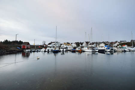 Panoramic view of the yacht marina. Sailboats, cutters, fishing boats. Stavanger, Rogaland, Norway....