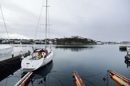 Panoramic view of the yacht marina. Sailboats, cutters, fishing boats. Stavanger, Rogaland, Norway....