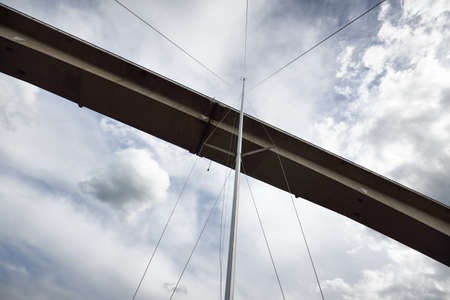 Panoramic low angle view of a bridge from a sailing boat. StrÃ¤ngnÃ¤s, MÃ¤laren lake, Sweden....