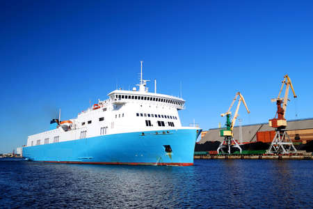 A ferry entering the port. Ventspils, Latvia