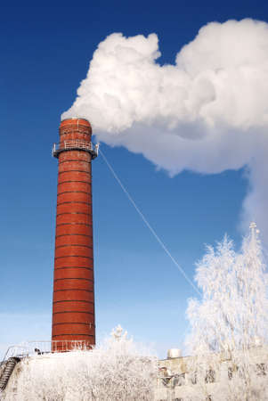 factory pipe in winterの写真素材