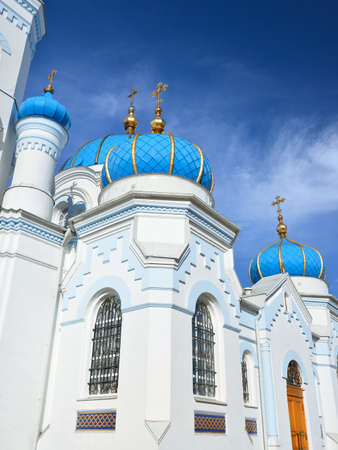 White Orthodox church in Elgava, Latviaの写真素材