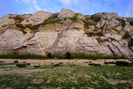 White chalk cliff of Cap Blanc Nez on the coast of France at the Strait of Dover (Pas de Calais)...