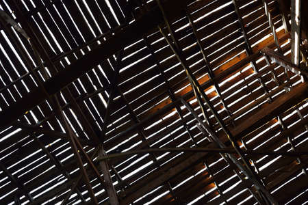 Pattern of a wooden roof of a watchtower in Sigulda Latvia