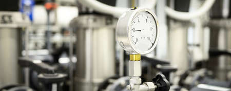 Barometer in industrial water treatment boiler roomの写真素材