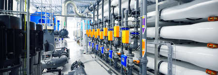 Reverse osmosis industrial city water treatment station. Wide angle perspectiveの写真素材