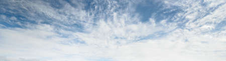 Clear blue sky after the storm. Soft sunlight. Panoramic image, texture, background, graphic...