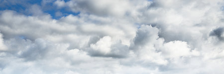 Coudscape. White ornamental clouds. Soft sunlight, sunbeams. Clear blue sky. Natural pattern,...