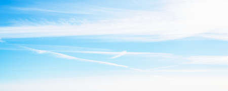 Clear blue sky after the storm. Soft sunlight. Panoramic image, texture, background, graphic...