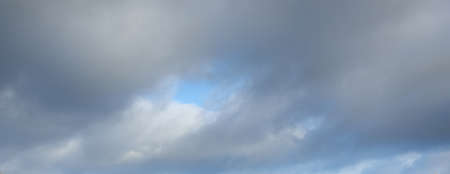 Clear blue sky after the storm. Soft sunlight. Panoramic image, texture, background, graphic...