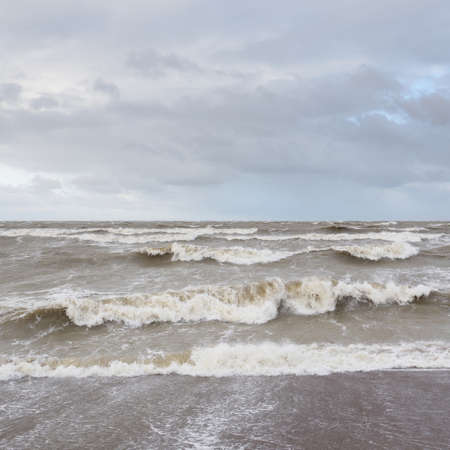 Baltic sea after the storm. Sunset. Picturesque panoramic scenery, seascape. Nature, environment,...
