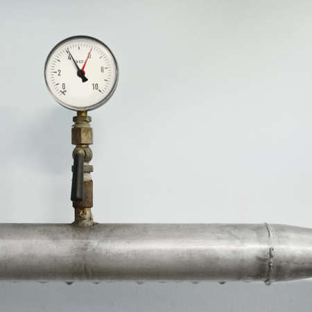 Industrial water treatment and boiler room. Pipes, barometers, levers. Industry, technology,...